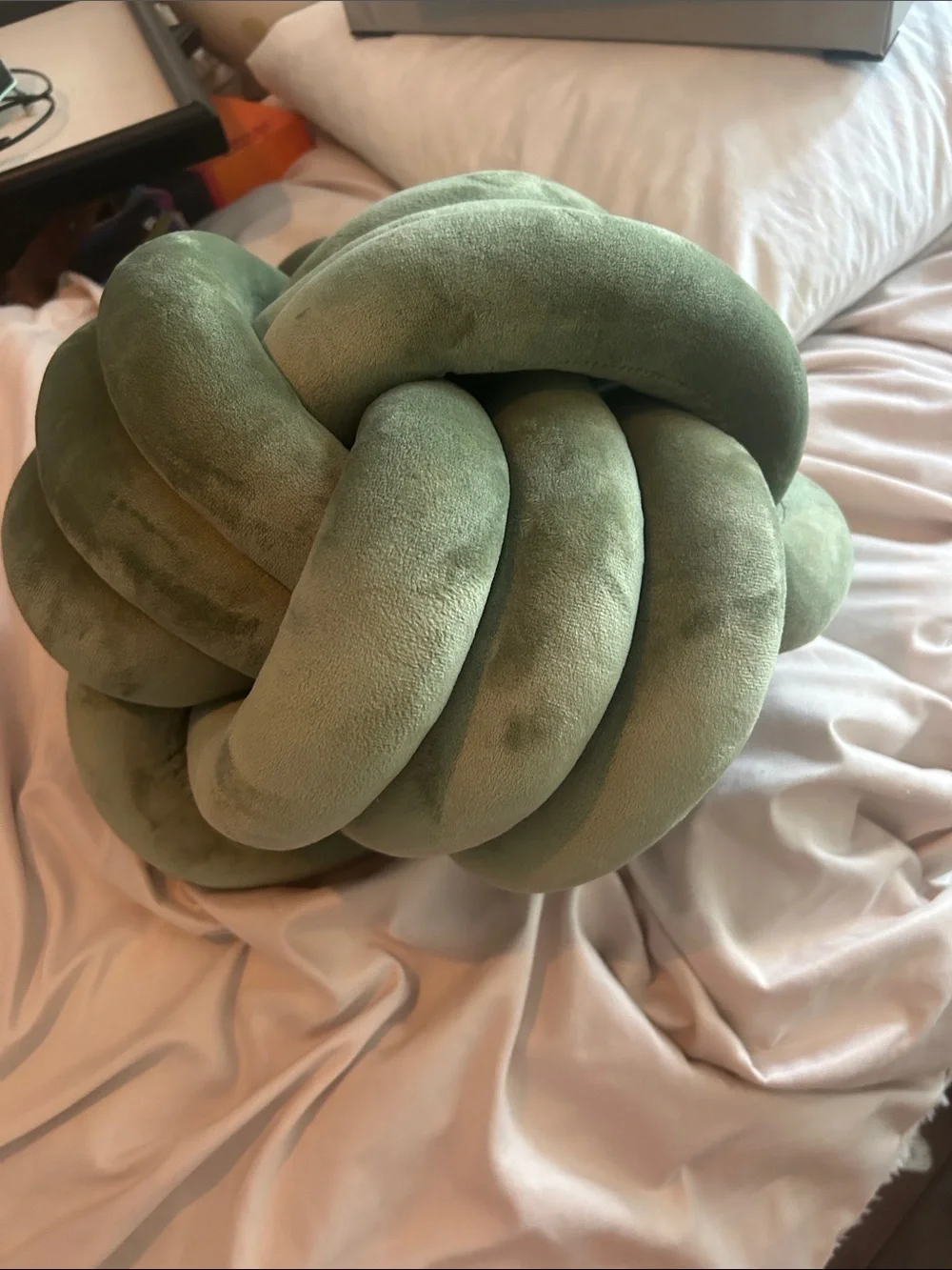 Plush Knot Pillow in Sage Green